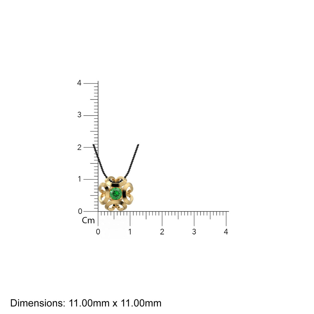 Fluid Geometric Emerald Gold Pendant / Emerald Handmade Solid 18k Gold Charm / Emerald Necklace / Necklace Charms / Pendant 11mm x 11mm