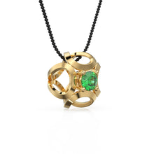 Load image into Gallery viewer, Fluid Geometric Emerald Gold Pendant / Emerald Handmade Solid 18k Gold Charm / Emerald Necklace / Necklace Charms / Pendant 11mm x 11mm