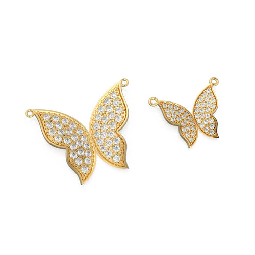 Butterfly Charm, 18k Solid Gold Charm, Handmade Gold Charm, Insect Charm Pendant, Charms Necklace, Winged Moth Charm - Jalvi & Co.