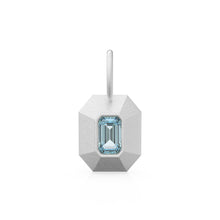 Load image into Gallery viewer, Aquamarine Emerald Cut Mosaic Solid Gold Charm / Blue Gemstone Handmade Matte Gold Pendant / 14k Solid Gold March Jewelry Making Findings - Jalvi & Co.
