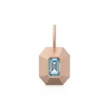 Load image into Gallery viewer, Aquamarine Emerald Cut Mosaic Solid Gold Charm / Blue Gemstone Handmade Matte Gold Pendant / 14k Solid Gold March Jewelry Making Findings - Jalvi & Co.