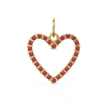 Load image into Gallery viewer, 22.6mm 14K solid Yellow Gold Green Red Ruby Large LOVE Heart Charm Necklace Pendant