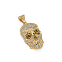 Load image into Gallery viewer, 14K Yellow Gold Diamond Skull Pendant, Diamonds, Skull, Emerald Skull Charm, Pave Hip Hop Necklace, Goth Yellow Gold, Ruby Sapphire Gemstone - Jalvi & Co.