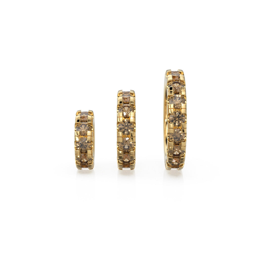 14k Gold Roundel Smoky Quartz Charm, Quartz Wheel Charm, Round Charm Holder, Eternity Round Smoky Quartz Band Connector, November birthstone - Jalvi & Co.