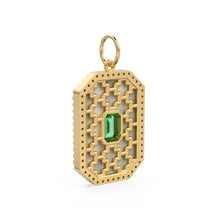 Load image into Gallery viewer, 14K Solid Yellow Gold Emerald and Mother of Pearl Diamond Charm, Diamonds, Emerald, Mother of Pearl, Stunning Diamond Charm Pendant