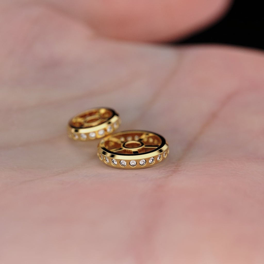 Real Green Emerald 18k Solid Gold Eternity Rondelle Wheel Spacer Handmade Beads - Jalvi & Co.