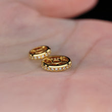 Load image into Gallery viewer, Real Green Emerald 18k Solid Gold Eternity Rondelle Wheel Spacer Handmade Beads - Jalvi & Co.