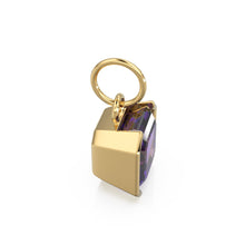 Load image into Gallery viewer, Purple Amethyst Emerald Square Cut Solid Gold Charm / Natural Africa Amethyst Gemstone Handmade Gold Pendant / Yellow Gold Jewelry Necklace - Jalvi & Co.