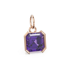 Load image into Gallery viewer, Purple Amethyst Emerald Square Cut Solid Gold Charm / Natural Africa Amethyst Gemstone Handmade Gold Pendant / Yellow Gold Jewelry Necklace - Jalvi & Co.