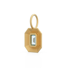 Load image into Gallery viewer, Aquamarine Emerald Cut Mosaic Solid Gold Charm / Blue Gemstone Handmade Matte Gold Pendant / 14k Solid Gold March Jewelry Making Findings - Jalvi & Co.