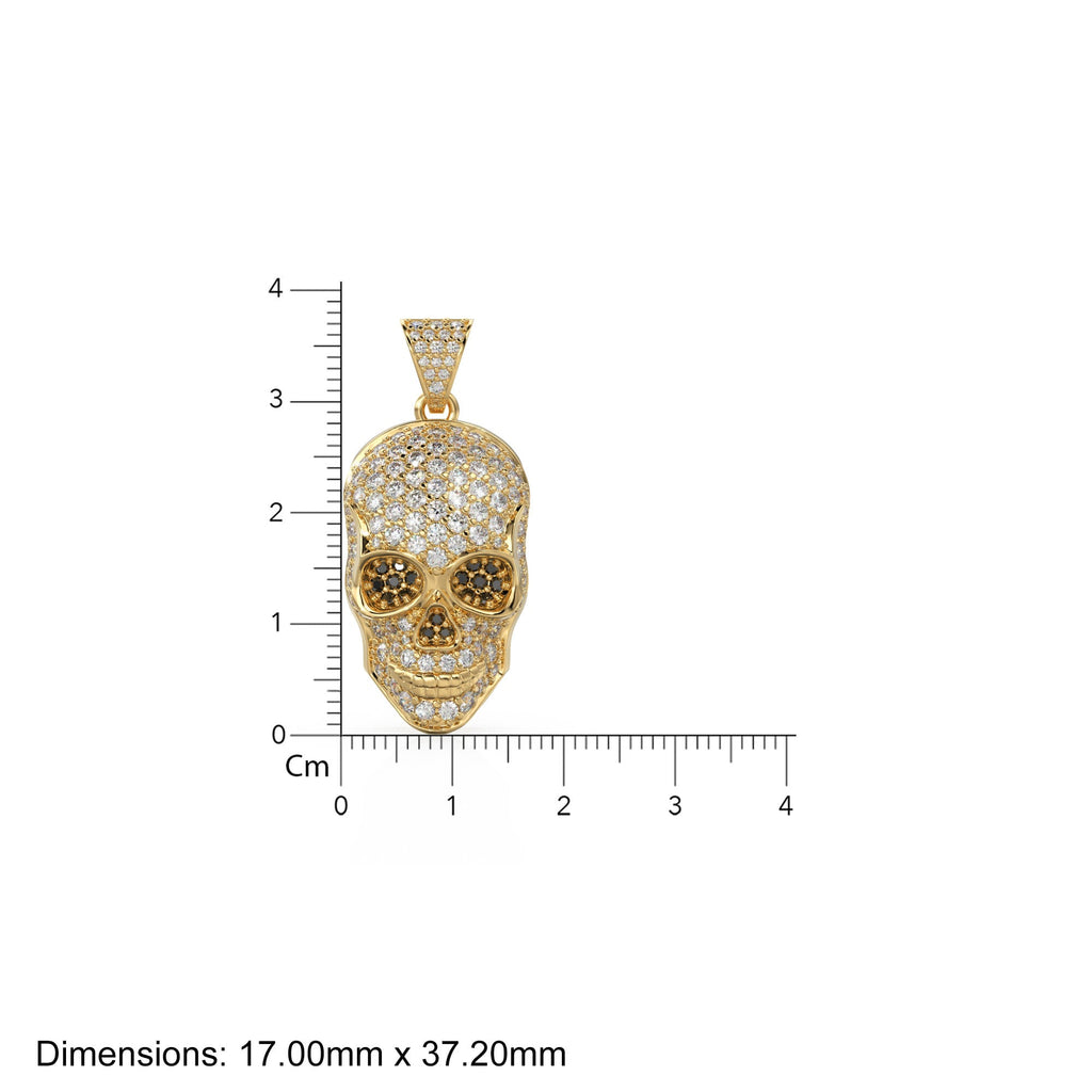 14K Yellow Gold Diamond Skull Pendant, Diamonds, Skull, Emerald Skull Charm, Pave Hip Hop Necklace, Goth Yellow Gold, Ruby Sapphire Gemstone - Jalvi & Co.