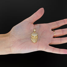 Load image into Gallery viewer, 14K Yellow Gold Diamond Skull Pendant, Diamonds, Skull, Emerald Skull Charm, Pave Hip Hop Necklace, Goth Yellow Gold, Ruby Sapphire Gemstone - Jalvi & Co.