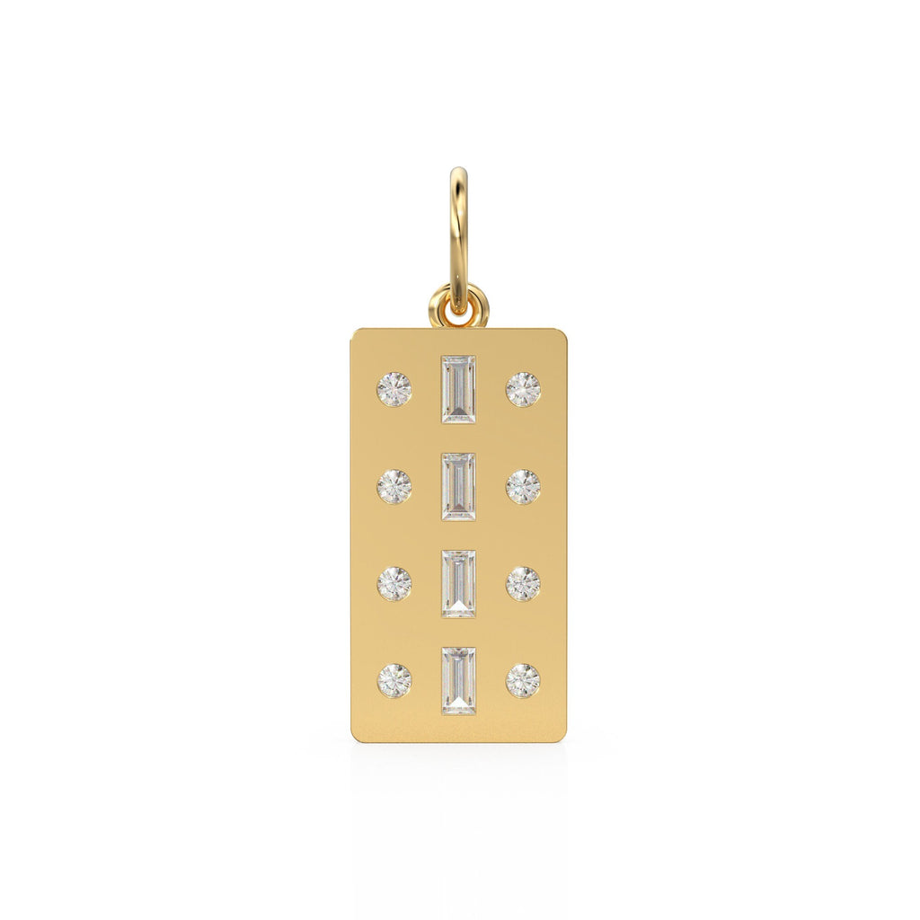 14K Solid Gold Dog Tags / Pave Set Diamonds / Diamond Baguettes / Specialty Military Dog Tag Charm Pendants for Necklace Bracelet