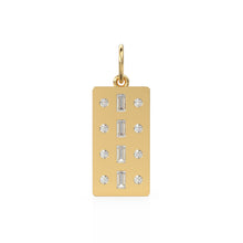 Load image into Gallery viewer, 14K Solid Gold Dog Tags / Pave Set Diamonds / Diamond Baguettes / Specialty Military Dog Tag Charm Pendants for Necklace Bracelet
