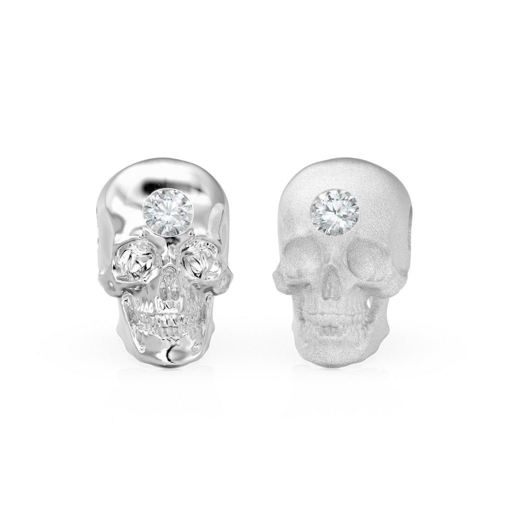 Skull Solid Italian Gold Diamond Beads, Charm Beads, Cranium Beads, Diamond Bracelet Bead, Matte Texture Necklace Skeleton Spacer charms - Jalvi & Co.