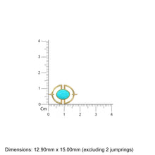 Load image into Gallery viewer, 13mmx15mm 18k Solid Gold Gemstone Connector With 8mm Sleeping Beauty Blue Turquoise Cabochon Bezel St Patricks Day