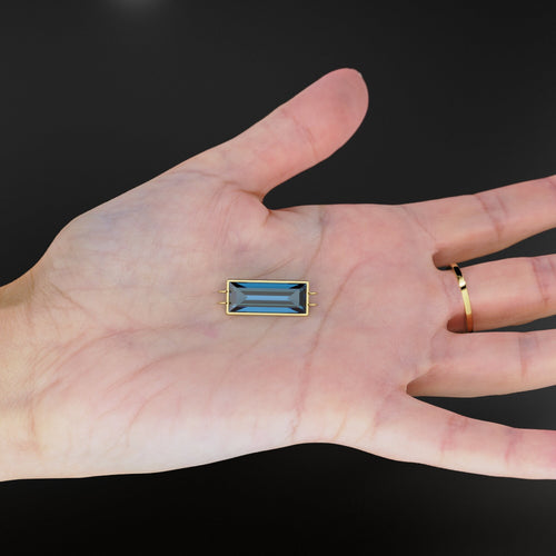 25x9mm 18k Solid Yellow Gold London Blue Topaz Dual Bail Bezel Connector Spacer Station Necklace Bracelet Finding - Jalvi & Co.