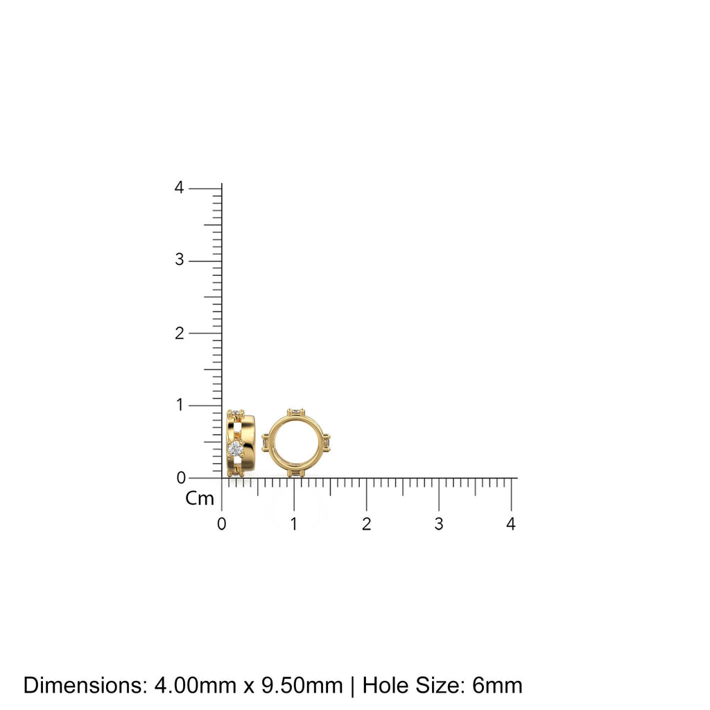 9.5mm Real Diamond 18k Solid Gold Eternity Rondelle Wheel Spacer Handmade Large Hole Necklace Beads - Jalvi & Co.