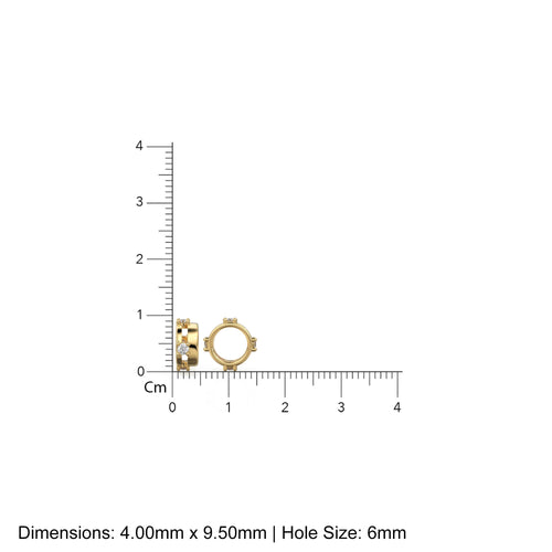 9.5mm Real Diamond 18k Solid Gold Eternity Rondelle Wheel Spacer Handmade Large Hole Necklace Beads - Jalvi & Co.