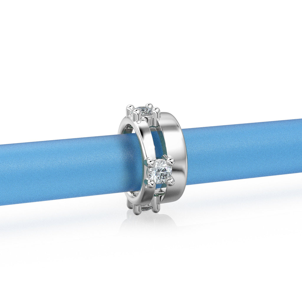 9.5mm Real Diamond 18k Solid Gold Eternity Rondelle Wheel Spacer Handmade Large Hole Necklace Beads - Jalvi & Co.