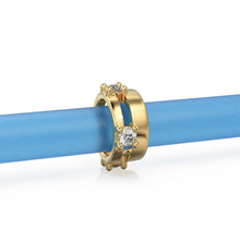 Load image into Gallery viewer, 9.5mm Real Diamond 18k Solid Gold Eternity Rondelle Wheel Spacer Handmade Large Hole Necklace Beads - Jalvi & Co.