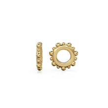 Load image into Gallery viewer, 10mmmm Milgrain 18k Solid Gold Spacer Beads / 14k Jewelry Making Supplies / Round Bauble Roundel Rondelle Handmade Gold Wheel Tyre Findings