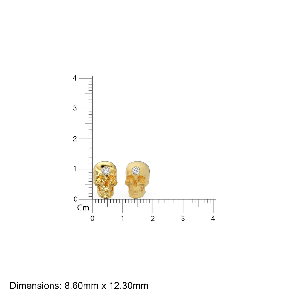 Skull Solid Italian Gold Diamond Beads, Charm Beads, Cranium Beads, Diamond Bracelet Bead, Matte Texture Necklace Skeleton Spacer charms - Jalvi & Co.