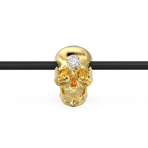 Skull Solid Italian Gold Diamond Beads, Charm Beads, Cranium Beads, Diamond Bracelet Bead, Matte Texture Necklace Skeleton Spacer charms - Jalvi & Co.