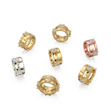 Load image into Gallery viewer, 9.5mm Real Diamond 18k Solid Gold Eternity Rondelle Wheel Spacer Handmade Large Hole Necklace Beads - Jalvi & Co.