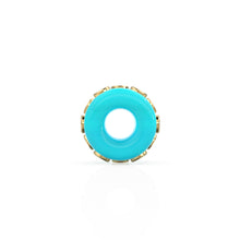 Load image into Gallery viewer, Blue Sky Turquoise Real Diamond 18k Solid Gold Eternity Rondelle Wheel Spacer Large Hole Necklace Charm Beads - Jalvi & Co.