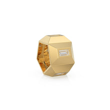 Load image into Gallery viewer, 11mm Hexagonal Prism Baguette Diamond 14k Solid Gold Beads, Faceted Geometric Spacer Finding, Solid Gold Diamond Finding Beads
