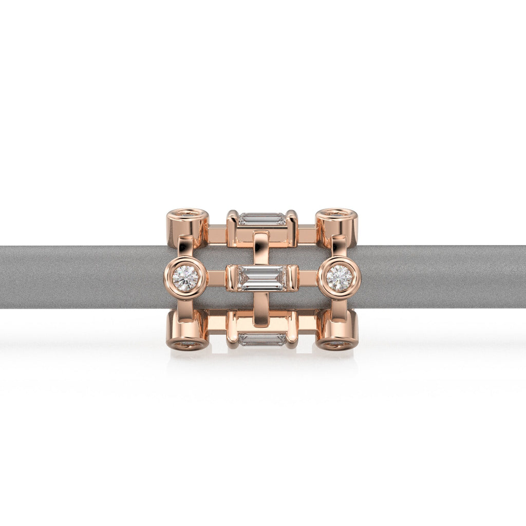 Baguette Diamonds Handmade Gold Bead / Gold Spacer Eternity Bead / Diamond Bead / Baguette Diamond Rondelle / Jewelry Making Supply