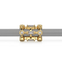 Load image into Gallery viewer, Baguette Diamonds Handmade Gold Bead / Gold Spacer Eternity Bead / Diamond Bead / Baguette Diamond Rondelle / Jewelry Making Supply