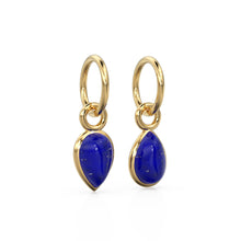Load image into Gallery viewer, Lapis Lazuli Pear Solid Gold Charm / Natural Blue Gemstone Handmade Gold Pendant / 14k Solid Yellow Gold Jewelry Making Finding September