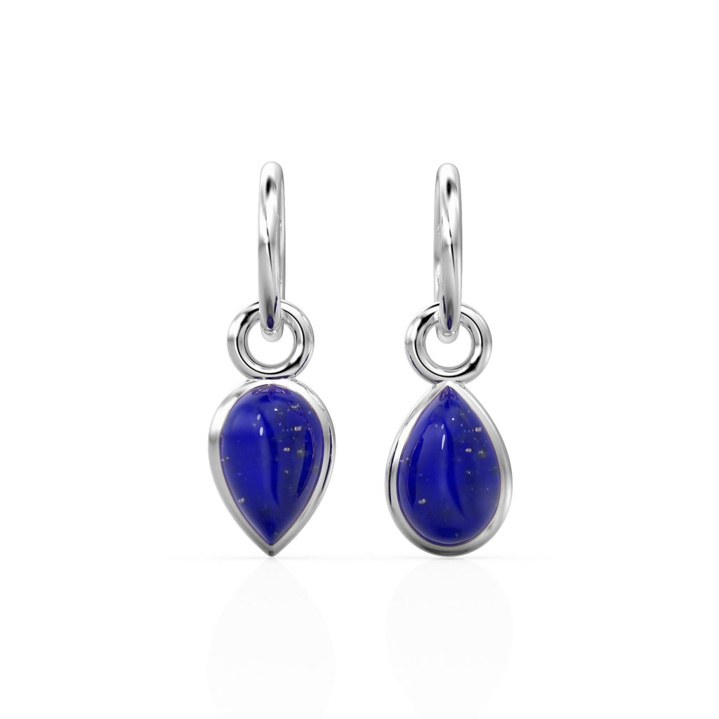 Lapis Lazuli Pear Solid Gold Charm / Natural Blue Gemstone Handmade Gold Pendant / 14k Solid Yellow Gold Jewelry Making Finding September