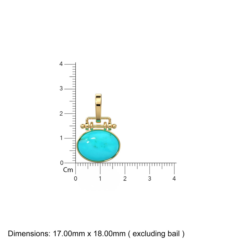 18mm x 27mm 18k Solid Yellow Gold LARGE Sleeping Beauty Turquoise Pear Bezel Pendant Charm With 5.6mm Loop Jump Ring St Patricks Day