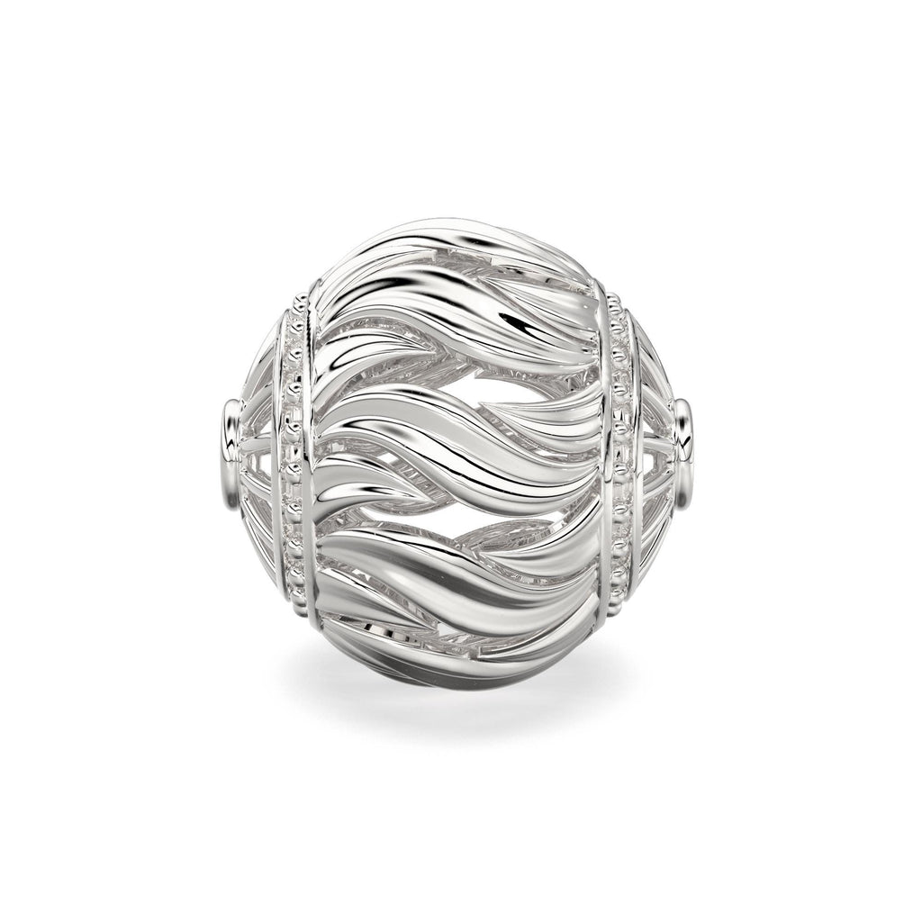 10mm Leaf Filigree 18k Solid Gold Handmade Designer Round Spacer Bead Finding St Patricks Day