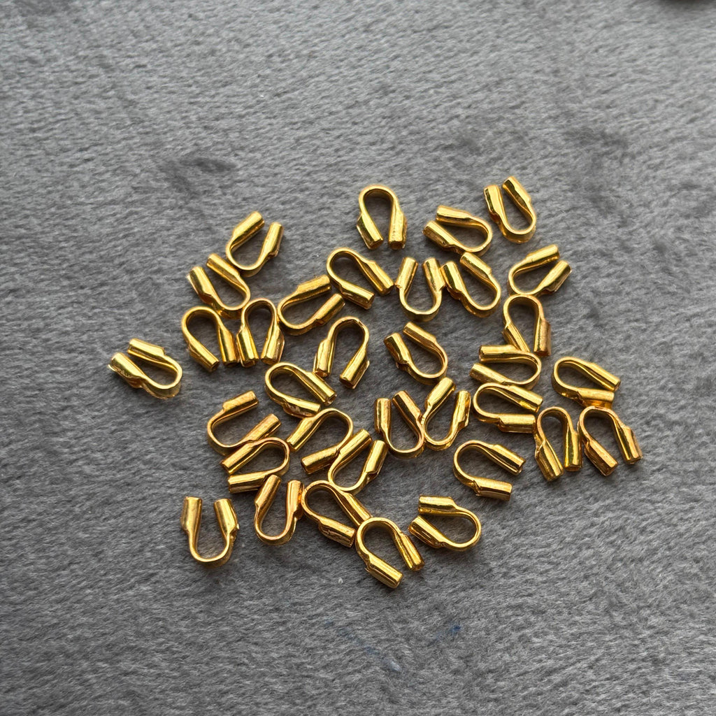 14k Solid Yellow Gold Wire Guard Cord Cover Protector Stringing Finding With 0.6mm Holes 10pc St Patricks Day