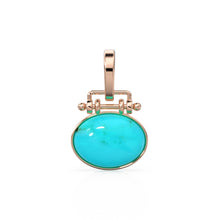 Load image into Gallery viewer, 18mm x 27mm 18k Solid Yellow Gold LARGE Sleeping Beauty Turquoise Pear Bezel Pendant Charm With 5.6mm Loop Jump Ring St Patricks Day
