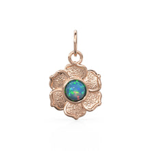 Load image into Gallery viewer, 18k Gold Flower opal Charm Pendant / 5 mm Round Opal / 18k Gold Pendant / Opal Jewelry Multi Fire Opal, October Birthstone Necklace Pendant
