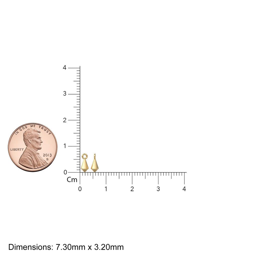 14K Yellow Gold Kite-Shaped Component - 7.3mm x 3.2mm