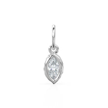 Load image into Gallery viewer, 0.25ct Thick Bezel Diamond Marquise Cut Solid Gold Charm / White Gemstone Handmade Pendant / 14k April Birthstone Jewelry Making Finding