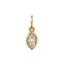 Load image into Gallery viewer, 0.25ct Thick Bezel Diamond Marquise Cut Solid Gold Charm / White Gemstone Handmade Pendant / 14k April Birthstone Jewelry Making Finding