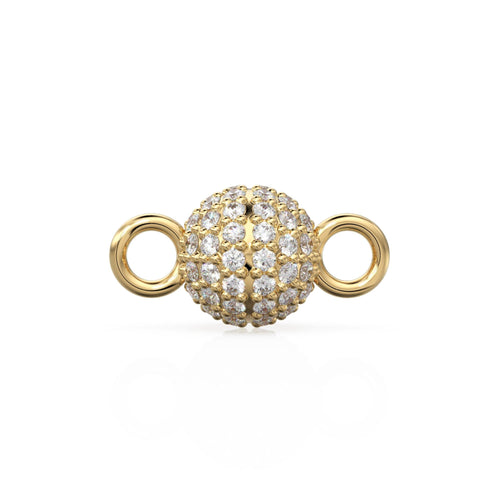 6mm Pave Diamond Screw Ball Clasp / Solid Gold Clasp for Necklace / Bracelet 18k Handmade Diamond Findings Claw Clasp Jewelry Finding