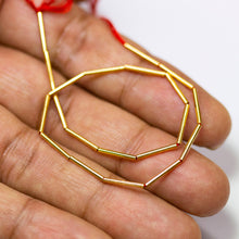 Load image into Gallery viewer, 18k Solid Yellow Gold Tube Beads 11mm Smooth Spacer Beads for Jewelry Making – 5 Pieces Craft Supplies