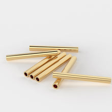 Load image into Gallery viewer, 18k Solid Yellow Gold Tube Beads 11mm Smooth Spacer Beads for Jewelry Making – 5 Pieces Craft Supplies