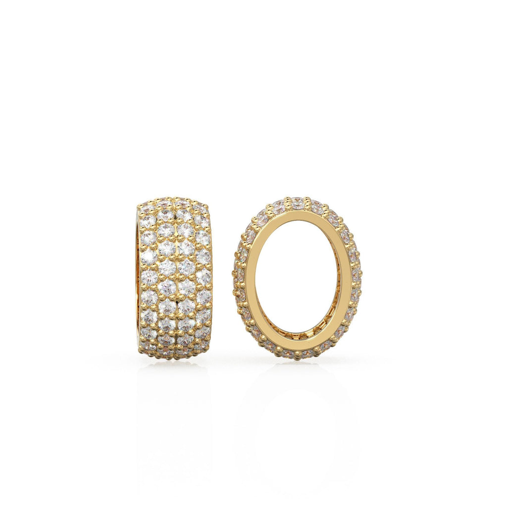 18k Solid Yellow Gold Oval Diamond Roundel Eternity Pave 10mm Beads for Elegant Jewelry Making