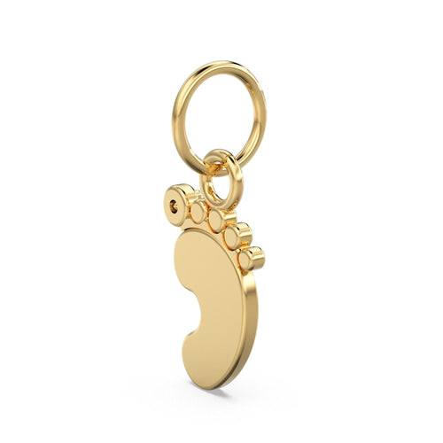 18k Solid Gold Baby Footprint Charm Pendant with Diamond Accent – Newborn Keepsake Jewelry in Yellow, White & Rose Gold
