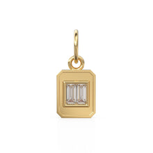 Load image into Gallery viewer, 2 Baguette Diamond Bar Pendant  / 18k Solid Gold Diamond Charm / Baguette Diamond 14k Gold Pendant / Emerald Cut Diamond Charm / Sale