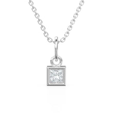 Load image into Gallery viewer, 0.25ct Princess Cut Diamond 14K Solid Gold Necklace – Handmade Fine Jewelry Anniversary Gift for Her / Square April Birthstone Present